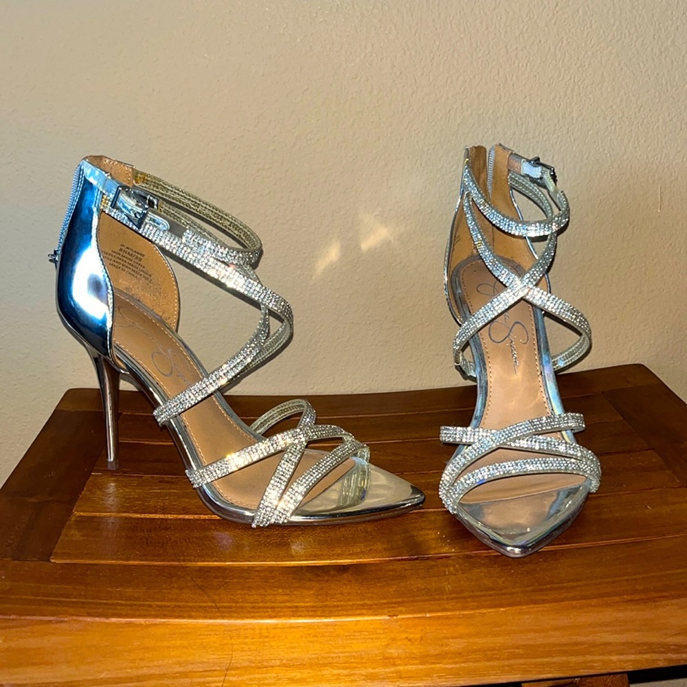 Jessica Simpson silver high heels